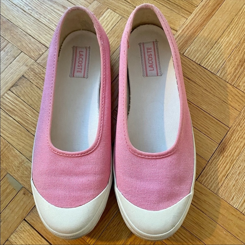 Lacoste Canvas Slip On Shoes (Size 6) Baby Pink